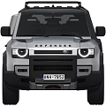 Modern Silver Defender SUV With Roof Rack Large Wheels Front Grille Headlights Design