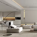 Modern Living And Dining Room With Gray Sofa Wooden Coffee Table And Green Plants