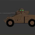 Brown Military Functional Vehicle With Turret Cannon And Green Indicator Lights