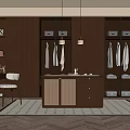 Modern Wooden Wardrobe Interior Design with Hanging Clothes Drawers and Mirror
