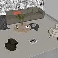 Sofa coffee table combination 3d model