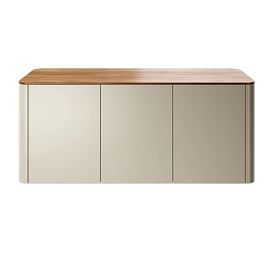 Modern Minimalist Sideboard With Light Colored Cabinet Doors And Wooden Top 3d model