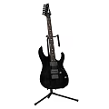 Black Electric Guitar On Sturdy Stand For Musical Instrument