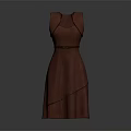 Red Dress Sculpture With Belt Sleeveless Design 3D Carved Artwork Piece