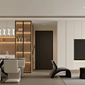 Modern Living Dining Room With Open Layout Floor to Ceiling Windows Sofa and Coffee Tables