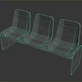 Durable Three Seater Metal Bench With Slatted Design For Public Areas