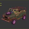 Vintage Green Off Road Vehicle With Open Top Roof Rack And Spare Tire