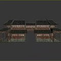 Traditional Chinese Architecture with Curved Eaves Grey Tile Roof and Wooden Structure Courtyard Design