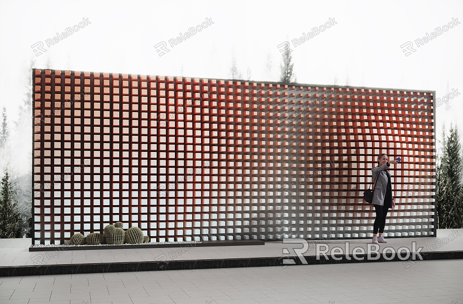 Modern landscape wall park landscape background wall model