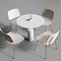 Modern Negotiation Table And Chairs With Round White Tabletop Light Seats Metal Legs Green Plant