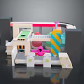 Colorful Toy Structure Featuring Conveyor Belt And Multicolored Building Modules 3d model
