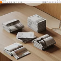 Modern Magazines And Books Stacked On Wooden Table With Open Pages And Simple Design
