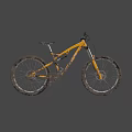 Orange Mountain Bike With Sturdy Frame Muddy Tires And Front Suspension
