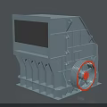 Industrial Jaw Crusher With Gray Body Red Wheel And Crushing Chamber Frame