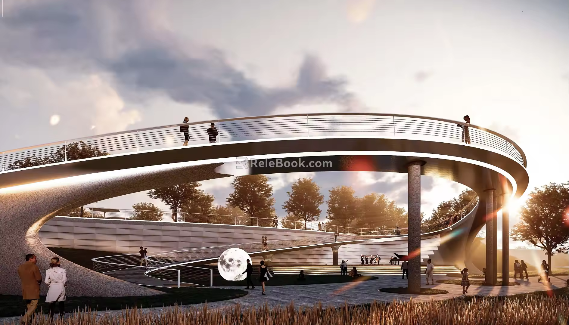 Modern Bridge and Ride 3d model