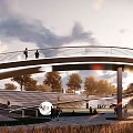 Modern Bridge and Ride 3d model