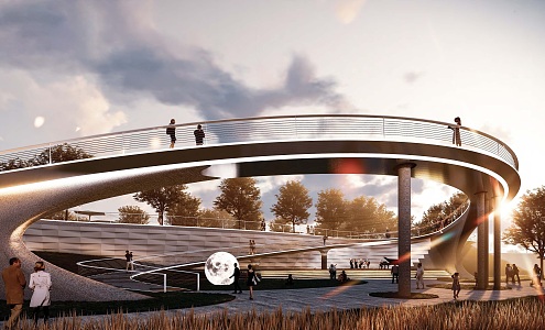 Modern Bridge and Ride 3d model