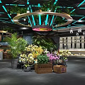 Supermarket Fresh Produce Section With Colorful Fruits Vegetables And Wooden Shelves