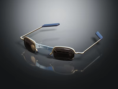 Modern Elegant Jewelry Accessory Featuring Gold Frame Blue Temples And Black Lenses 3d model