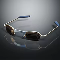 Modern Elegant Jewelry Accessory Featuring Gold Frame Blue Temples And Black Lenses