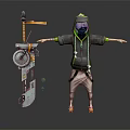 Black Hoodie With Green Cuffs Drawstrings And Khaki Pants Casual Outfit