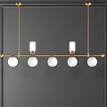 Modern Chandelier Design With Golden Metal Rods And Round Glass Globes