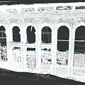Old Commercial Complex Red Exterior With Arched Windows Iron Grilles Peeling Walls And Damaged Roof