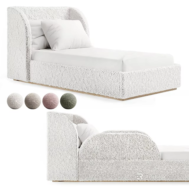 Modern Soft Boucle Upholstered Chaise Lounge With Various Fabric Color Options For Warm Home Interior 3d model 