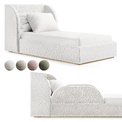 Modern Soft Boucle Upholstered Chaise Lounge With Various Fabric Color Options For Warm Home Interior 3d model