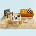 Decorative Ornaments Display On Coffee Table With Book Plant Pastry And Plush Toy