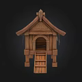 Rustic Traditional Wooden House With Tiled Roof Wooden Stairs And Door Design