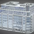 Modern Glass Curtain Wall Office Building With Curved Structure And Multiple Floors