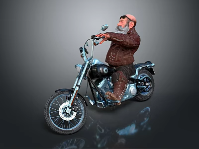 Modern game character Harley motorcycle rider motorcycle 3d model