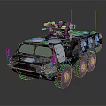 Tactical Armored Utility Vehicle With Roof Mounted Weapon And Six Wheels