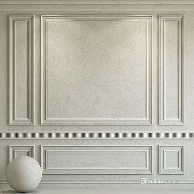 Modern White Wainscoting Panel Design For Interior Wall With Decorative Trim 3d model 