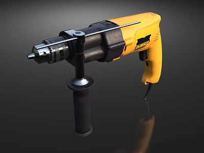 High Performance Yellow And Black Handheld Industrial Electric Drill Power Tool 3d model