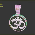 Elegant Silver Circular Pendant With OM Symbol And Diamond Inlaid Design