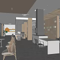 Modern Hotel Lobby Interior With Reception Desk Seating Area And Ambient Lighting 3d model