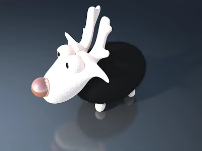 Cute 3D Cartoon Character With Black Body White Head And Pink Nose 3d model