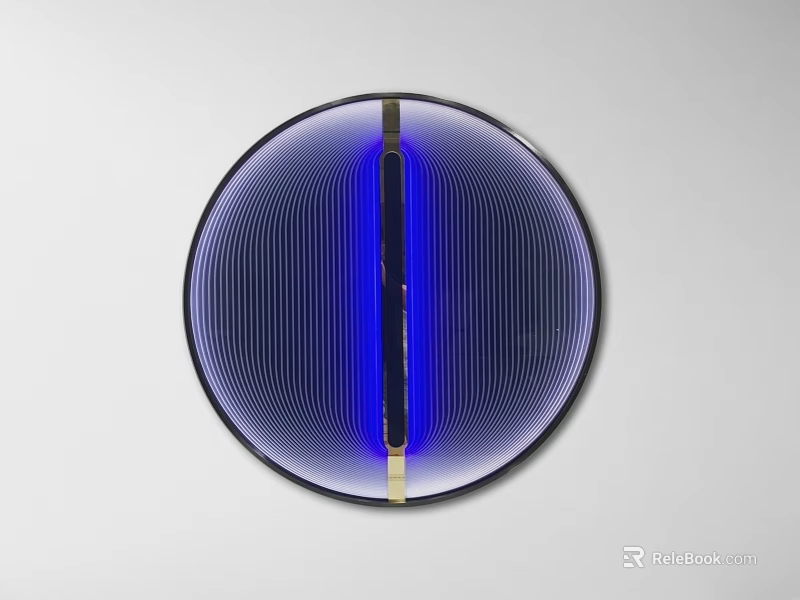 Circular Blue Decorative Wall Art With Vertical Stripe And Striped Texture 3d model 