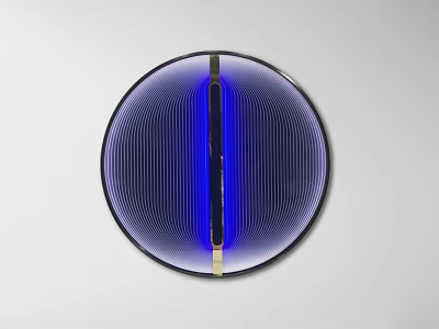 Circular Blue Decorative Wall Art With Vertical Stripe And Striped Texture 3d model