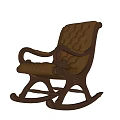 Classic Brown Leather Rocking Chair With Tufted Design And Wooden Frame