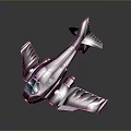 Futuristic Silver Metallic Aircraft Model With Sleek Wings And Reflective Surface