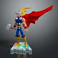 Thor's Mjolnir Hammer Weapon Featured In Toy Figure With Red Cape Blue Costume Glowing Base