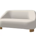 Modern Off White Multi Person Sofa With Plush Fabric And Wooden Legs