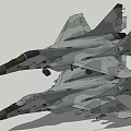 Military Fighter Jets With Camouflage Paint And Missiles Red Star On Tail
