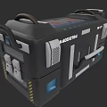 Black Weapon Case With 84859784 Serial Handle Metal Components Blue Indicator Lights Yellow Warning Stripes