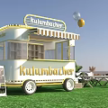 Kulumbacher Food Cart With Awning Windows On Green Lawn Near Chairs