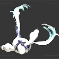 3D Anime Character With White Long Hair Purple Highlights And Blue Green Flowing Ribbons