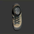 Beige Hiking Boots With Green Laces And Thick Durable Sole For Outdoor Activities